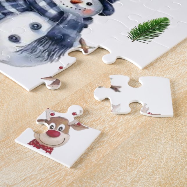 Quebra-cabeça Feliz Natal Boneco de Neve Cana de Açúcar Rena   (Lateral)