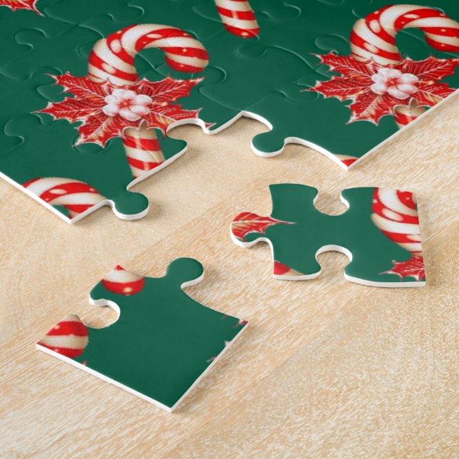 Quebra-cabeça Feliz Natal Caça Verde Puzzle de Cana de Açúcar  (Lateral)