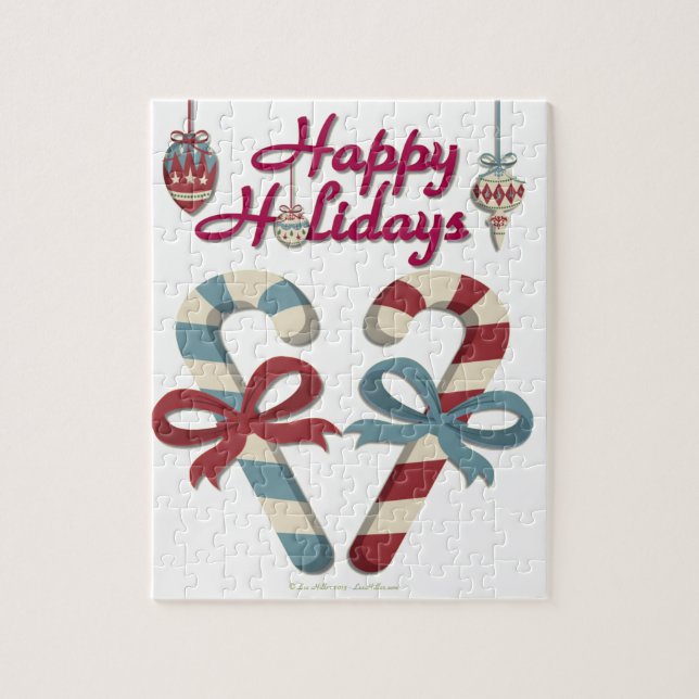 Quebra-cabeça Feliz Natal Coração de Cana de Açúcar (Vertical)