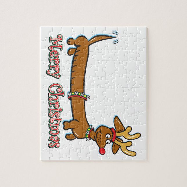 Quebra-cabeça Feliz Natal Doxie (Vertical)