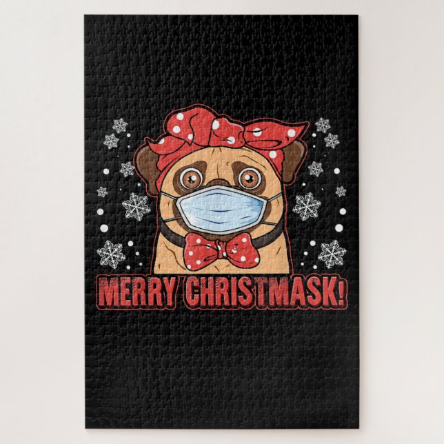 Quebra-cabeça Feliz Natal Engraçado Cachorro Raça Furry (Vertical)