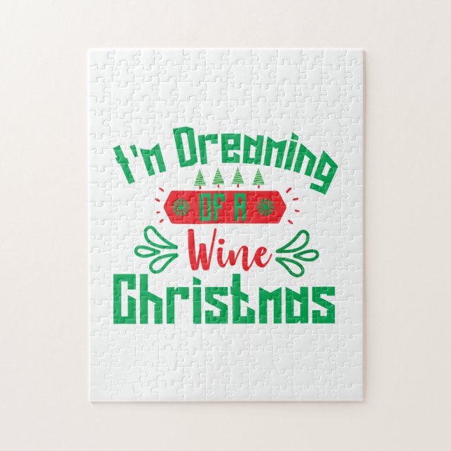 Quebra-cabeça Feliz Natal Estou Sonhando Com Um Natal De Vinho (Vertical)