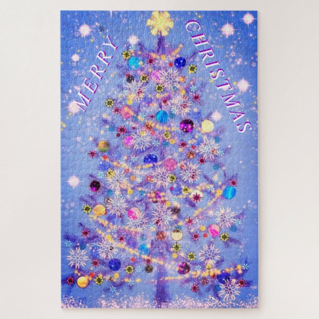Quebra-cabeça Feliz Natal Festivo Árvore de Natal - Seu presente (Vertical)