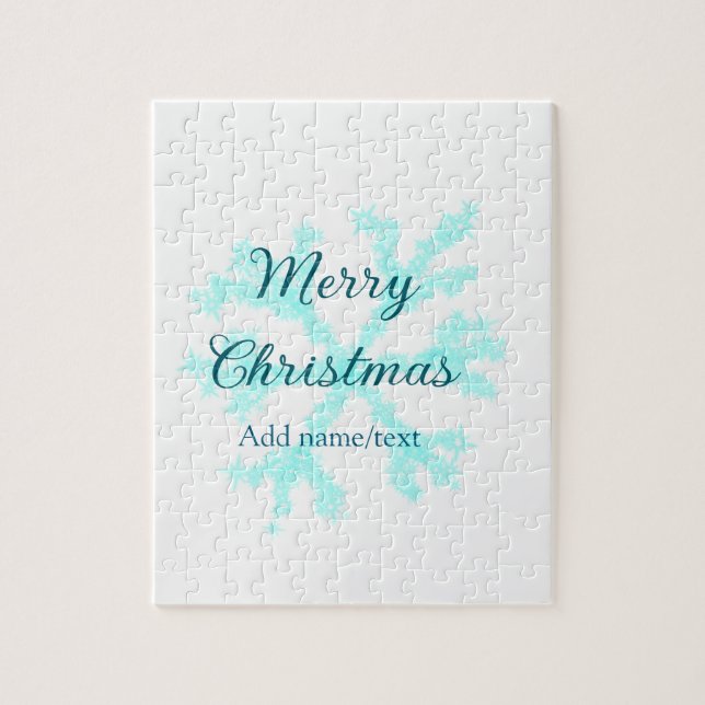 Quebra-cabeça Feliz Natal flocos de neve azuis brilhando (Vertical)