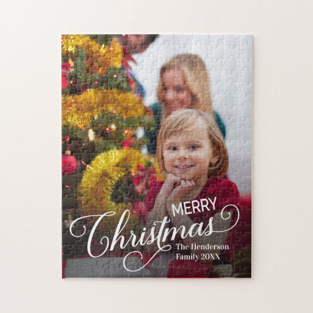 Quebra-cabeça Feliz Natal Foto Personalizada Simples (Vertical)