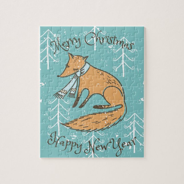 Quebra-cabeça Feliz Natal Fox Cozy (Vertical)