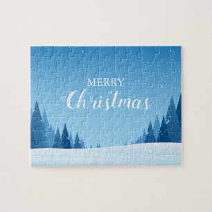 Quebra-cabeça Feliz Natal - Paisagem de neve de inverno