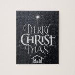 Quebra-cabeça Feliz Natal Religioso Chalk Negro<br><div class="desc">Dizemos "Feliz Natal", mas esquecemos muitas vezes a origem das palavras. Esta letra de mão original usa seu design único para contar a história de forma simples e elegante no visual de quadro em moda e divertido. Mostre seu espírito de Natal. Quando você tiver sua festa de Natal coloque as...</div>
