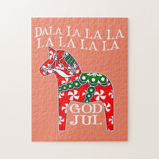 Quebra-cabeça Feliz Natal Sueco Jul Dala Horse Dalahos (Vertical)