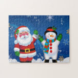 Quebra-cabeça Feliz Pai Natal e Homem de Neve<br><div class="desc">snowman santa claus christmas, amigos sorrisos frios e coloridos, felicidade congelada com o elemento do cachecol, alegria divertida floco de neve, ano de convite vermelho, nova época de Natal engraçada, feliz de inverno feliz com a dádiva, celebração de personagens de ilustração, feriado de neve de natal snowman santa claus, ...</div>