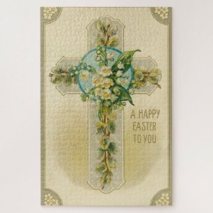 Quebra-cabeça Feliz Páscoa para Você - Cartão Postal Antigo,