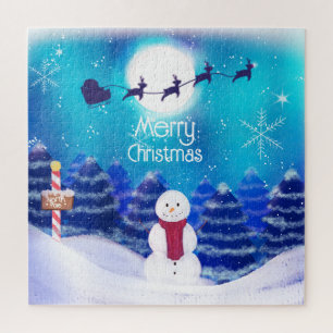 Quebra-cabeça Feliz Snowman Personalizado de Natal
