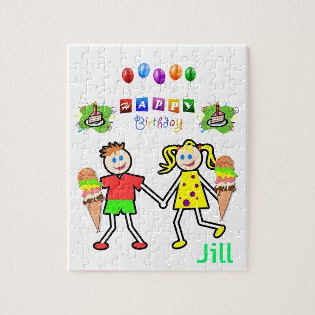 Quebra-cabeça Feliz Sorvete de Aniversário (Vertical)