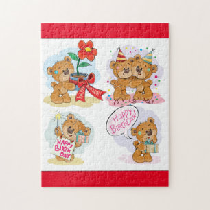 Quebra-cabeça Feliz Urso de Aniversário