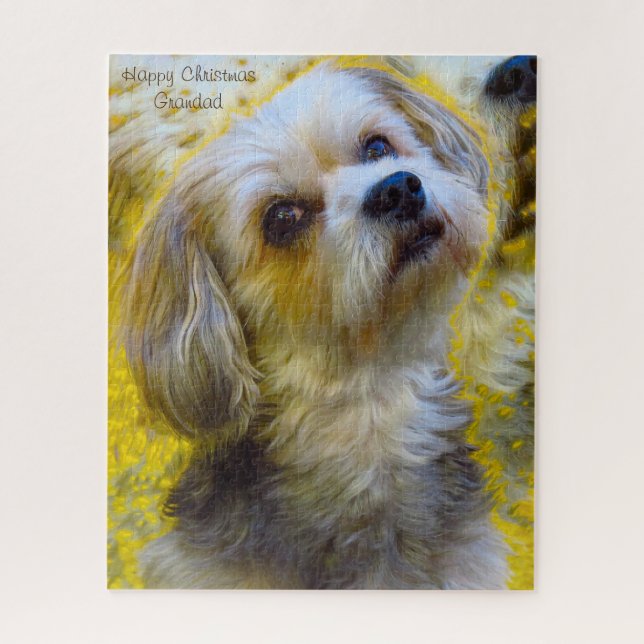 Quebra-cabeça Feliz vovô de Natal. (Vertical)