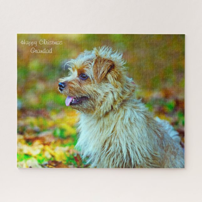 Quebra-cabeça Feliz vovô de Natal. (Horizontal)