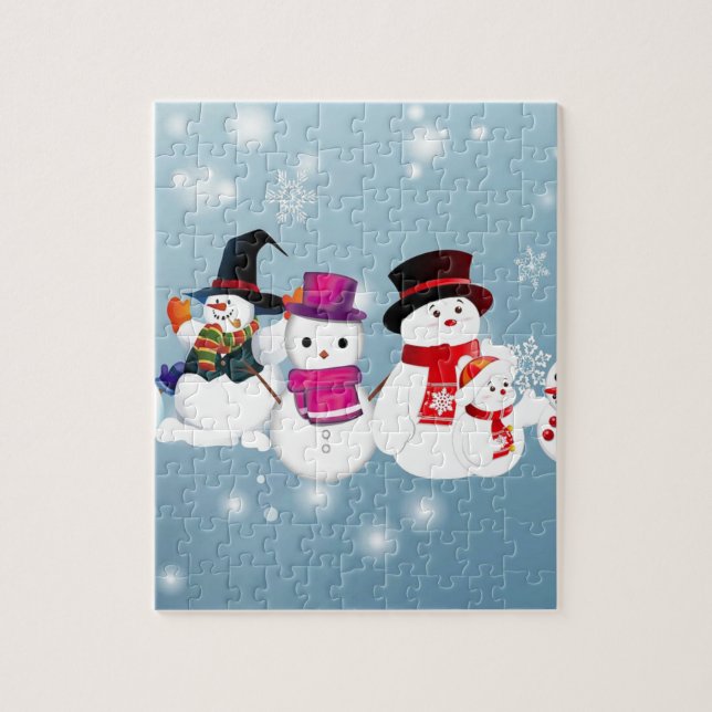 Quebra-cabeça Felizes Feriados Snowmen (Vertical)