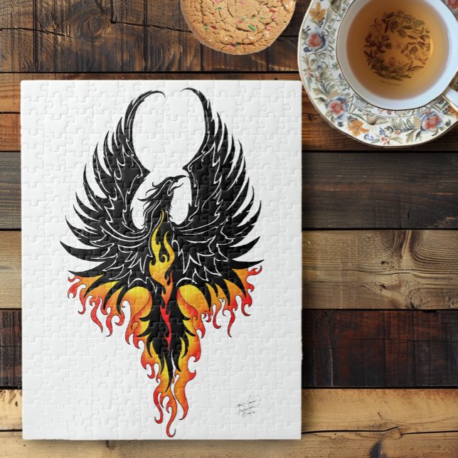 Quebra-cabeça Fênix Férrea Ascendente Pássaro de Fogo Chamas Tri (Criador carregado)