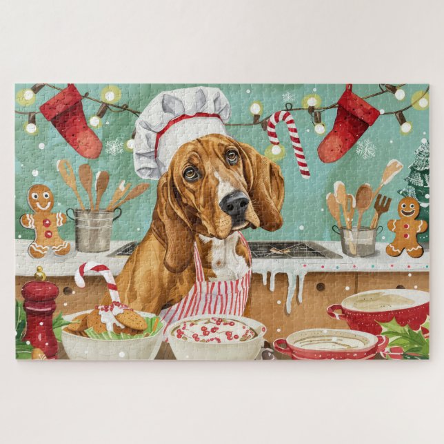 Quebra-cabeça Feriado de Coonhound Baking: Natal Festivo (Horizontal)