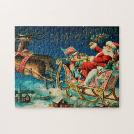 Quebra-cabeça Feriado de Natal Vintage Santa Claus Sleigh