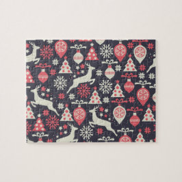 Quebra-cabeça Feriado de Padrão de Natal Retroativo da Vintage