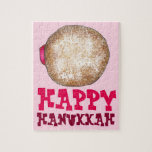 Quebra-cabeça Feriado Judaico da Rosquinha Doughnut Happy Hanukk<br><div class="desc">Apresenta uma ilustração original de uma rosquinha de gelatina, com HAPPY HANUKKAH em uma fonte divertida. Perfeito para celebrar o feriado. Esta ilustração de feriado também está disponível em outros produtos. Não vê o que está procurando? Precisa de ajuda para a personalização? Entre em contato com Rebecca para ter algo...</div>