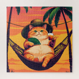 Quebra-cabeça Férias De Gato De Verão, Retro Engraçado
