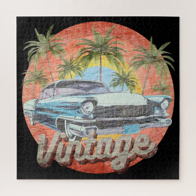 Quebra-cabeça Férias de Verão de Carro Antigo Rústico (Vertical)