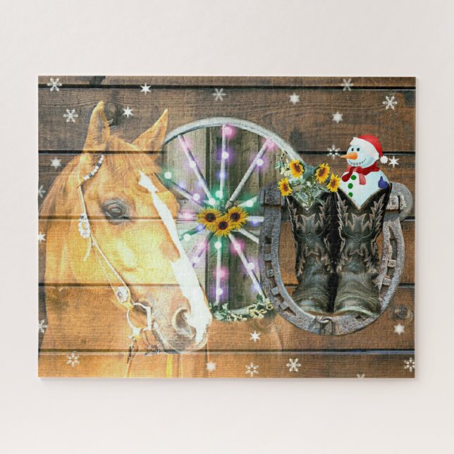Quebra-cabeça Ferradura de Cavalo de Natal Roda Cowboy Botas (Horizontal)