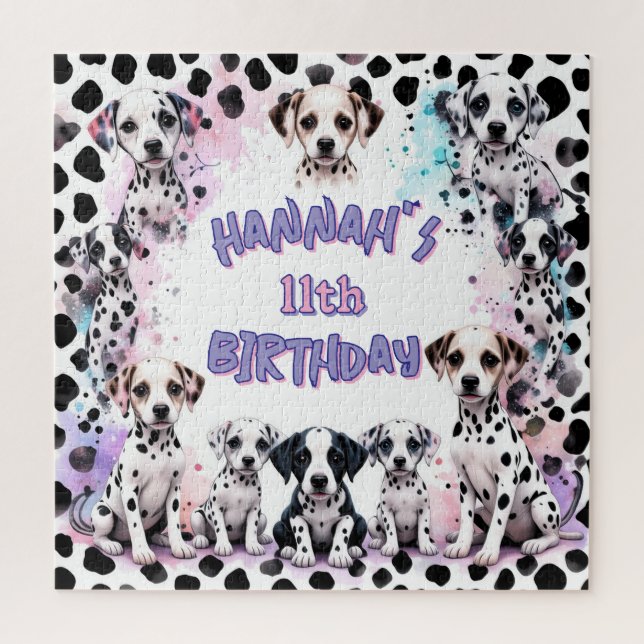 Quebra-cabeça Festa de Aniversário com Cachorros Dalmata em Aqua (Vertical)