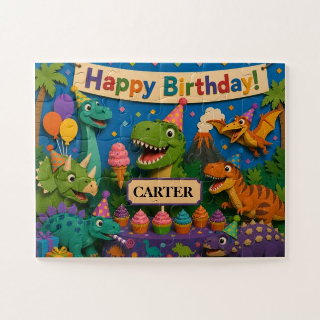 Quebra-cabeça Festa de Aniversário de Dinossauro (Horizontal)