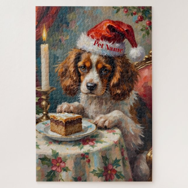 Quebra-cabeça Festa de Chá do Cavalier King Charles Christmas Pu (Vertical)