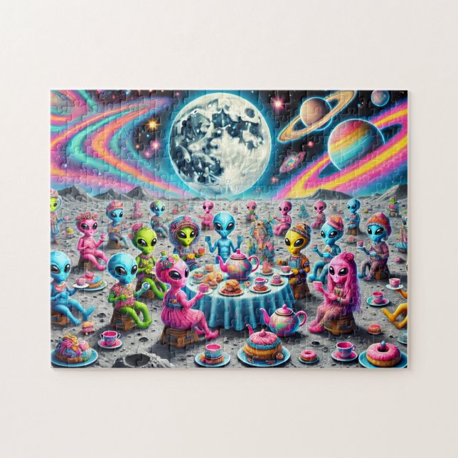 Quebra-cabeça Festa de Chá Extraterrestre Galáxia Caprichosa (Horizontal)