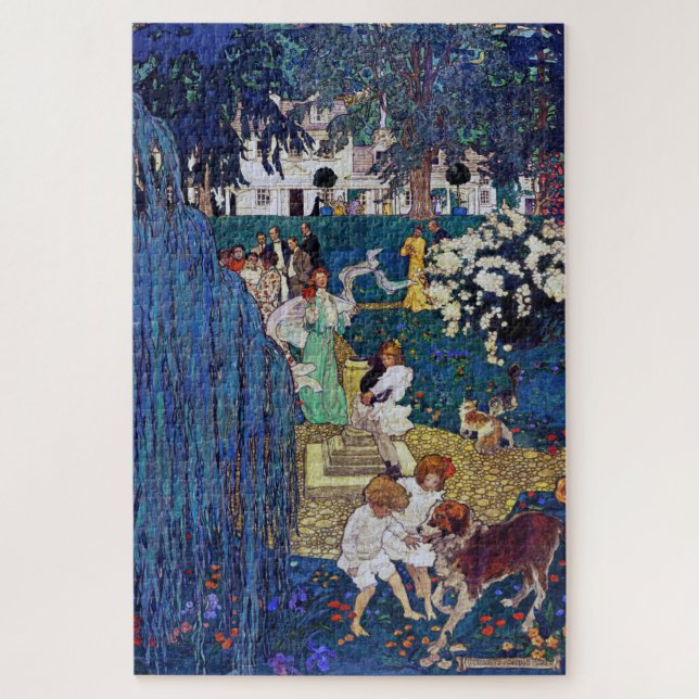 Quebra-cabeça Festa de Jardim com Cachorro e Gato, Jessie Willco (Vertical)