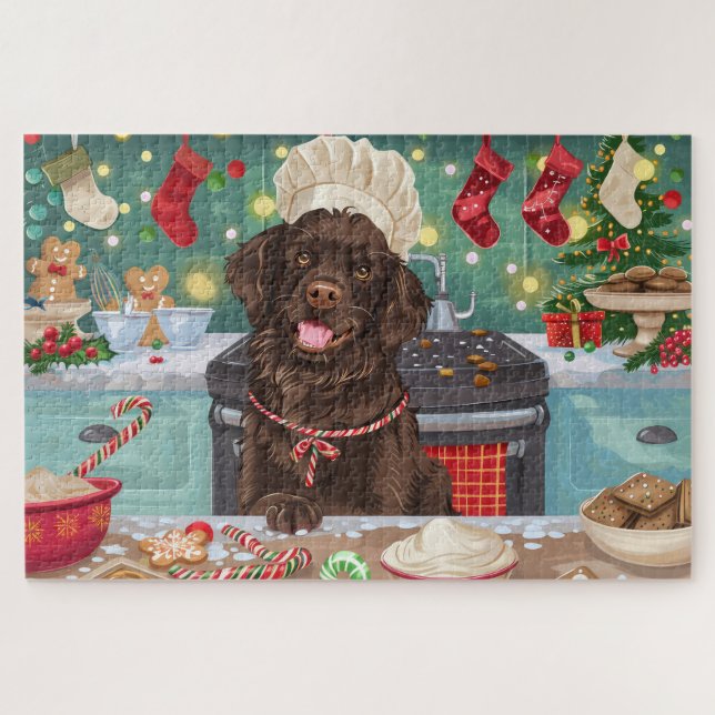 Quebra-cabeça Festa de Natal com Retriever de Capa Lisa: Panific (Horizontal)