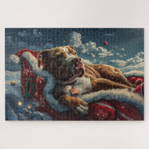Quebra-cabeça Festa de Natal do Cão Pitbull