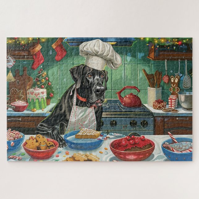 Quebra-cabeça Festa de Natal do Great Dane: Panificação Festiva (Horizontal)