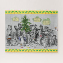 Festa de Natal dos gatos de Louis Wain do vintage