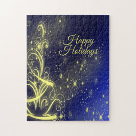 Quebra-cabeça Festas de Árvore de Natal Douradas Estrelas Marinh