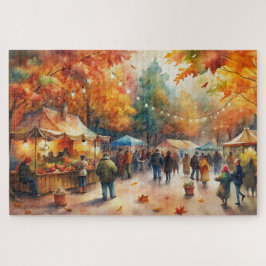 Quebra-cabeça Festival de Mercado do Autumn de Aquarela, queda v