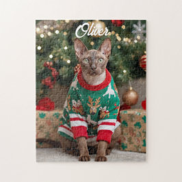 Quebra-cabeça Festivo Cornish Rex Cat Natal Personalizado
