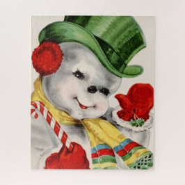 Quebra-cabeça festivo do Natal retro do boneco de