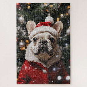 Quebra-cabeça Festivo Frenchie: Retrato de Férias
