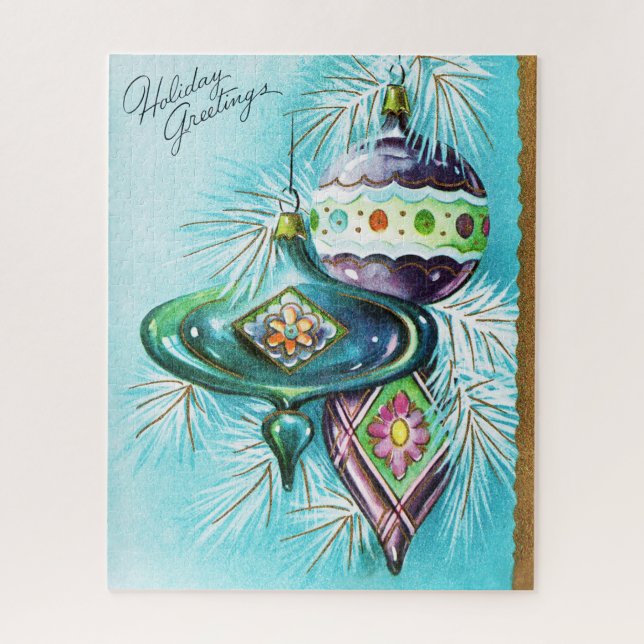 Quebra-cabeça festivo retro do cartão de Natal do (Vertical)