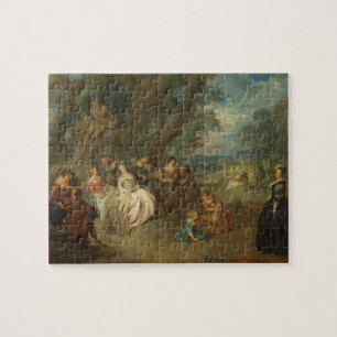 Quebra-cabeça Fête Champêtre, C. 1730 (óleo em canvas)