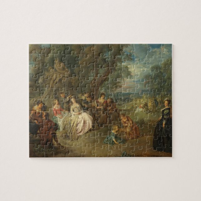 Quebra-cabeça Fête Champêtre, C. 1730 (óleo em canvas) (Horizontal)