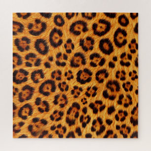 Quebra-cabeça Ficar Selvagem Estampa de Leopardo Dourado Laranja