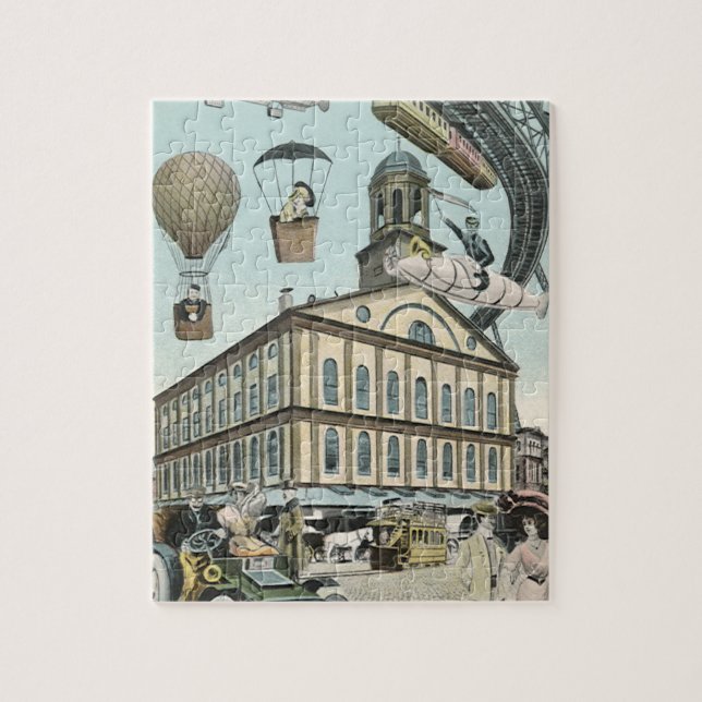 Quebra-cabeça Ficção científica retrô, cidade steampunk vitorian (Vertical)