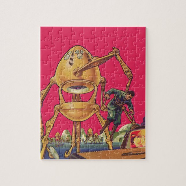 Quebra-cabeça Ficção científica vintage robô alienígena captura  (Vertical)