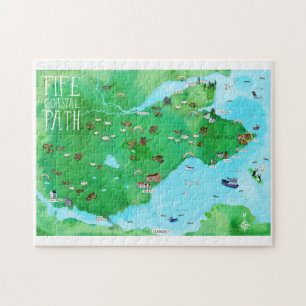 Quebra-cabeça Fife Coastal Path Scotland Ilustrated Map Art
